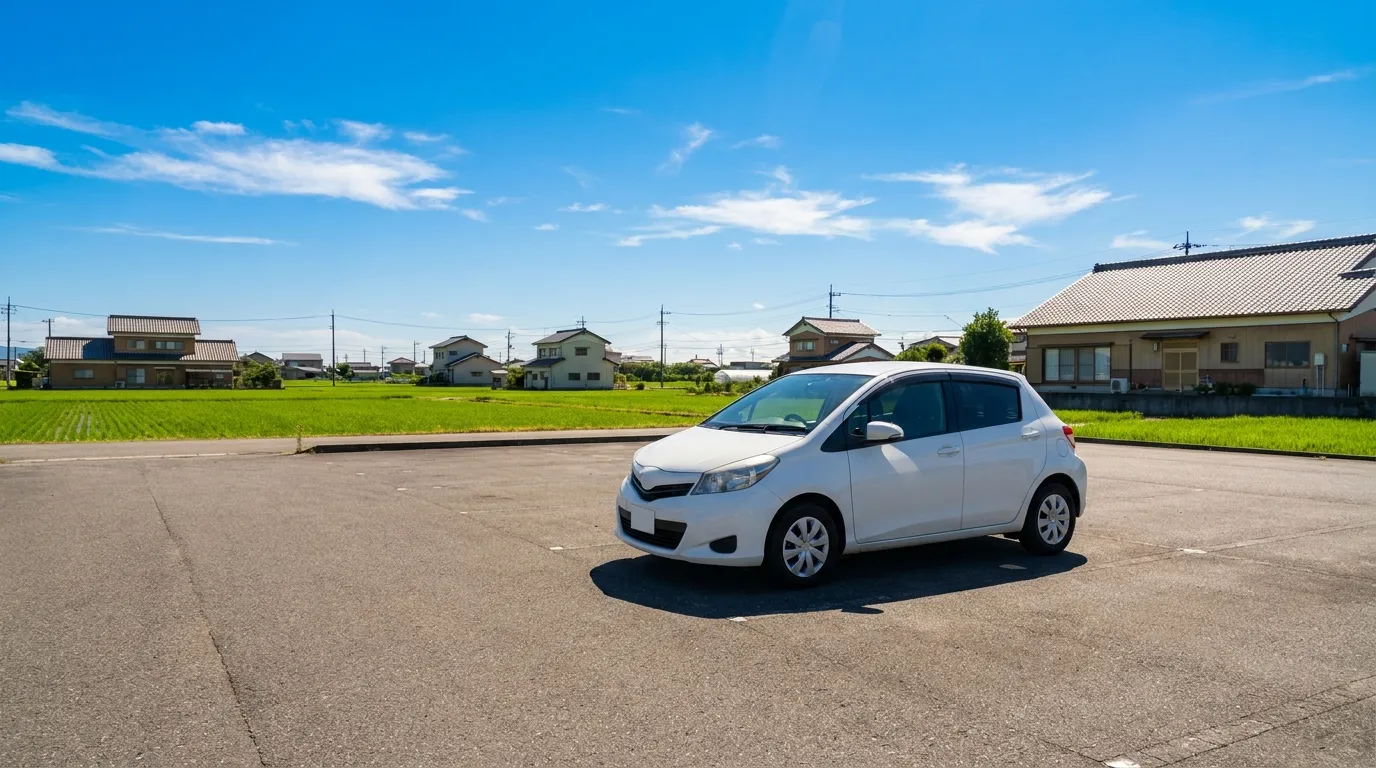 猛暑日の駐車場に停まるクルマ、夏のバッテリー対策（イメージ）