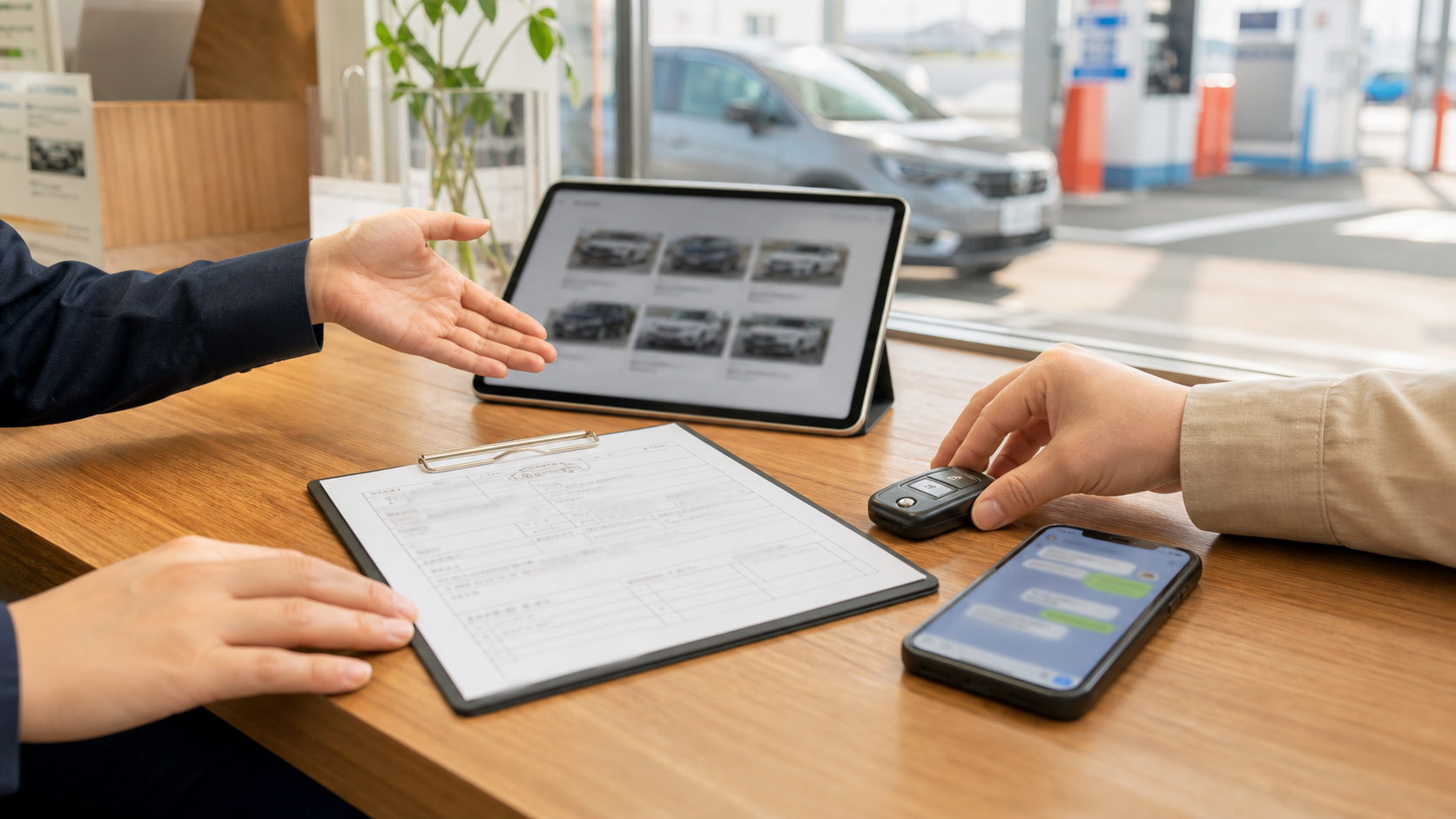 車の売買相談をするカウンターイメージ